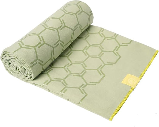 Eunzel Yoga Towel for Hot Yoga,Non-Slip Double Sided Silicone Grip Towel Absorbent Microfiber Towel for Hot Yoga, Vinyasa and Power 26.5"x72", Olive