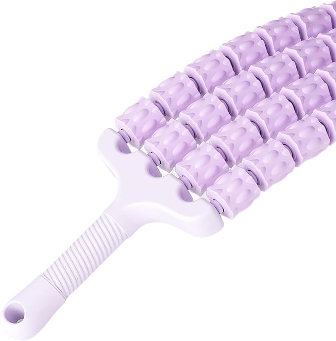 Massage Roller Sticks Handheld Ergonomic Grip Multipurpose Massage Tool Muscle Relaxation for Workout Home Use, Purple