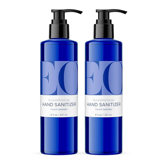 EO Hand Sanitizer, 8 Ounce (Pack of 2), French Lavender made with Sugarcane Alcohol with Essential Oils, 99% Effective Against Germs