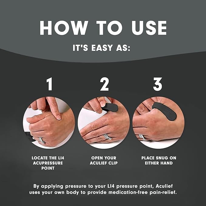 Aculief Acupressure Hand Clip - Stress Management & Hand Pressure Point Support - Portable Comfort & Thumb Pressure Point Clip - Regular, Pink, Pack of 2