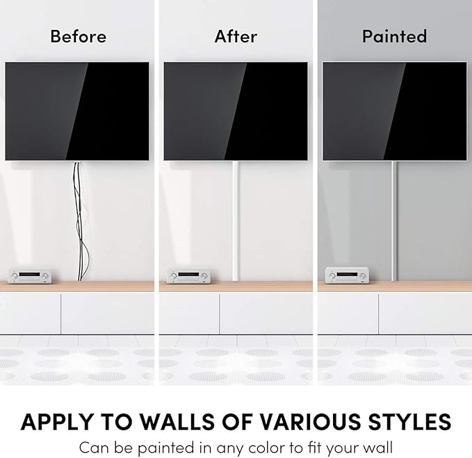 Cord Hider 153in - Cord Covers for Wires - Paintable Cable Hider - Cable Management - Wire Hiders for TV On Wall - Cable Management Cord Hider Wall - Cable Raceway - 9X (L17 x W0.95 x H0.5) - Black