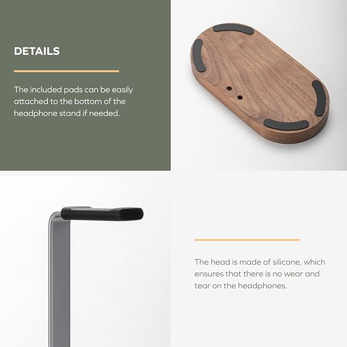 muso wood Headphone Stand & Desktop Headset Holder | Space-Saving Premium Solid Wood Storage Base for Gaming Headsets, AirPods Max, VR Gear – Modern Desktop/Workspace Essential