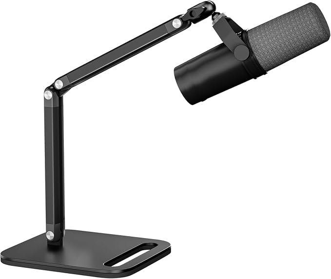 Studio Microphone Stand,Adjustable Mic Arm Clip Desktop Mount,1/4" and 5/8" Screw Adapters,Compatible with Fifine/Shure/Pyle / AT2020 / Razor/Rode/Blue Yeti & Snowball/Webcam Camera