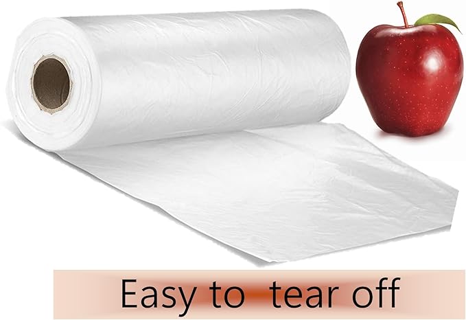 Mr Miracle Plastic Produce Bags for Food Storage - 12"x20" Clear Grocery Bag for Fruits, Vegetables, Bread - Easy Peel-Off Design, Continuous Roll, 1.75" Core, Pack of 360 Bags [1 roll]