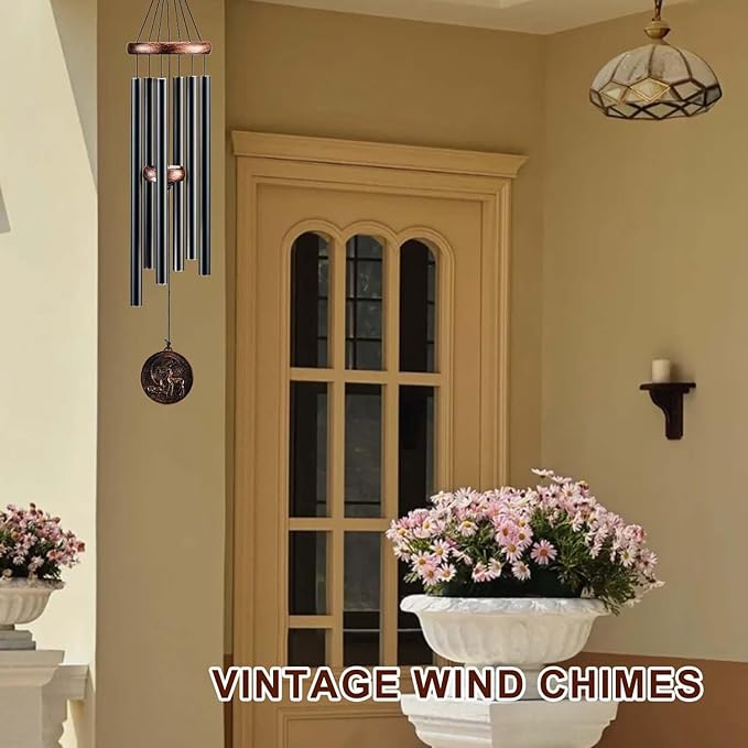 Wind Chimes for Outside, Vintage Deer Deep Tone Wind Chime Outdoor Clearance, Patio Porch Balcony Decoration, Garden Hanging Decor Gifts for Women Mom Grandma (32" Deer)