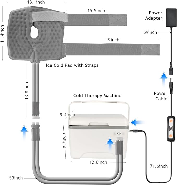 Ice Therapy Machine for Knee After Surgery, Cold Therapy Machine with 6 Timer Modes, 12H Cooling, Leak-Proof Design, Skin-Friendly Ice Pad,Cryotherapy Machine for Injury Relief