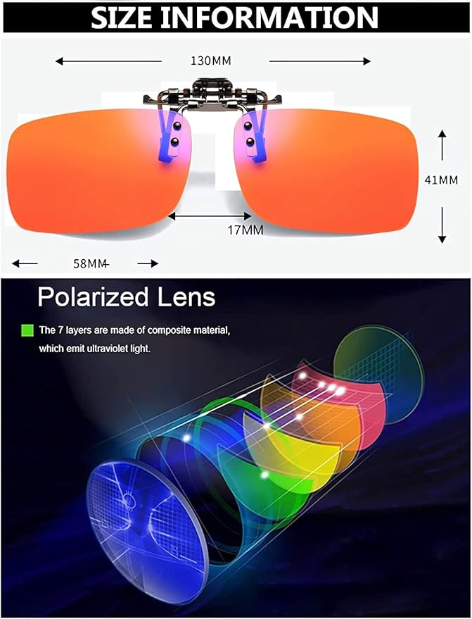 Clip on Flip up Polarized Lens For Prescription Glasses UV Protection Sunglasses (Clear lenses not Polarized)