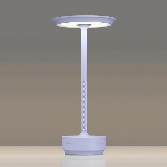 Rechargeable Table Lamps Cordless, Portable 5000mAh Outdoor Table Light, 3 Color Stepless Dimming LED Table Lamp with Memory Function, for Home/Dinner/Patio/Restaurant.(Light Purple)