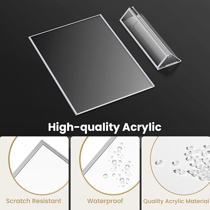 8X10 Sliver Picture Frames Acrylic Sign Holder Double-Sided 8X10 Sliver Frames for Menu Holder Wedding Table Number Holder Christmas Photo Frames with Clear Sticky Dots -6 Pack