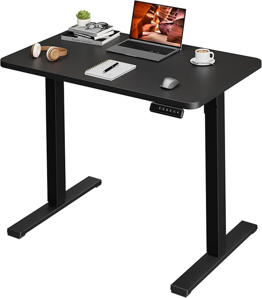 One-Piece Standing Desk 40 x 24 Inches, Small Adjustable Height Desk for Small Space Electric Sit Stand Desks Home Office Computer Workstation, Black