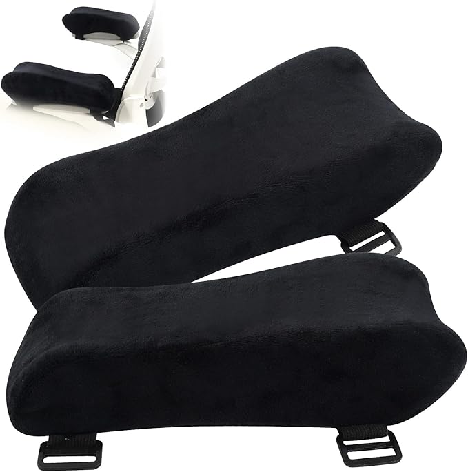 Ergonomic Office Chair Arm Pads, Memory Foam Armrest Pads for Office Chair Gaming Chair Arm Rest Covers for Desk Chair, Armrest Cushions for Elbow Pressure Relief (Set of 2)