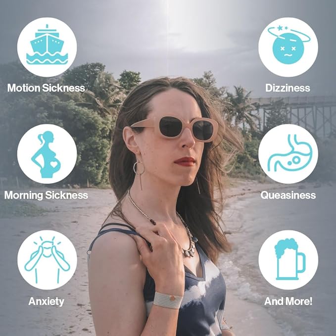 Blisslets Acupressure Relief Band - Cartagena Collection - Parentage (Blue/Camel/Gold, Medium - 5 5/8" - 6 5/8")