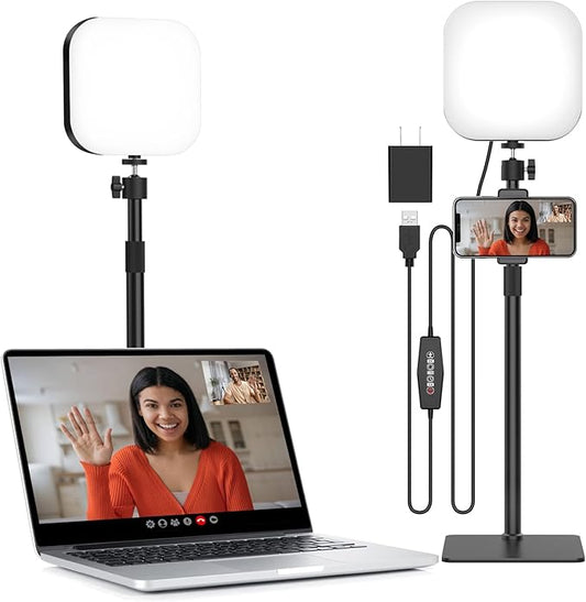 Video Conference Lighting, 180 LED Video Light with 3 Color & 5 Brightness & Timmer for Video Recording, Webcam Light Phone Holder for Laptop Computer Online Meeting, Video Calls, Live Streaming