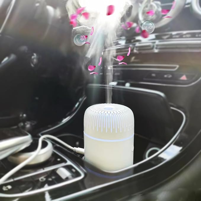 Unee Car Diffuser,USB 100ml Small Humidifier Essential Oil Aroma Diffuser Aromatherapy Diffusers Cool Mist for Car Home Office(White)