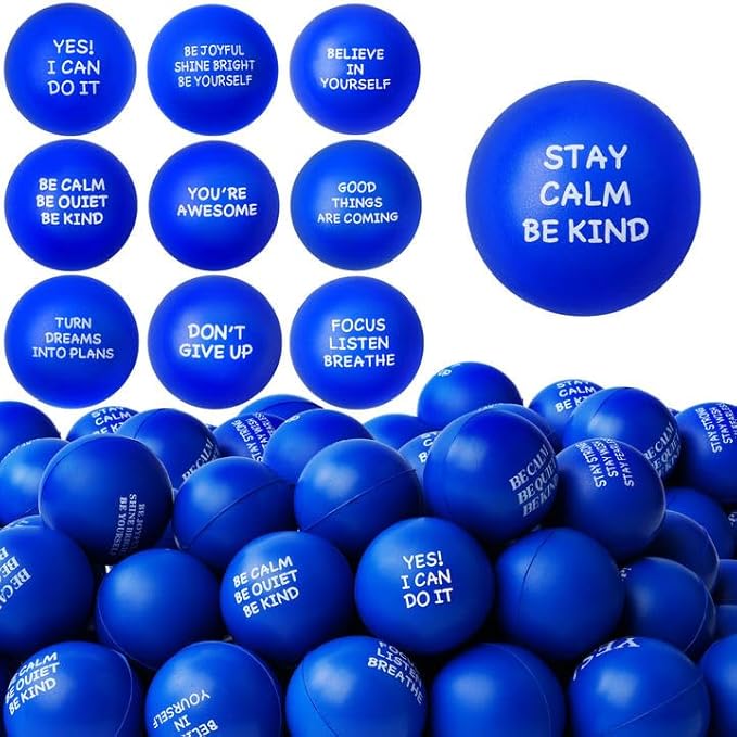 54PCS Motivational Stress Balls for Adults and Kids - Stress Balls Bulk Soft Sponge Squeeze Toys with Inspirational Quotes | Office Classroom Stress Relief Gifts | Anxiety Relief Fidget Toys