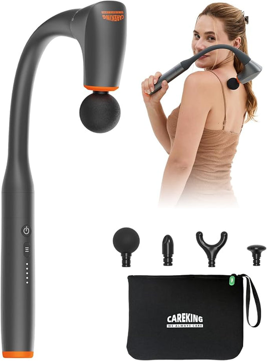 Convertible Massage Gun Deep Tissue for Back Neck Muscle Pain Relief - Electric Handheld Percussion Shoulder Massager Tool with Detachable Long Handle Portable Case