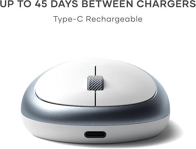 Satechi M1 Wireless Bluetooth Mouse, USB-C Rechargeable, Compact & Portable, for MacBook Air/Pro M4, iPad Air/Pro M4/M3, iPad mini, Mac mini, iMac & Windows - Blue