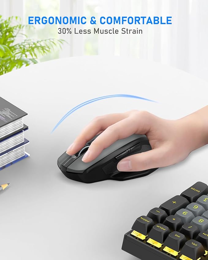 E-YOOSO Wireless Mouse for Laptop, 2.4GHz Computer Mouse 5 Adjustable DPI Office Cordless Mice with USBA Receiver, 6 Buttons, 4000 DPI, Medium to Large Sized Hands Compatible with PC, Laptop, Desktop