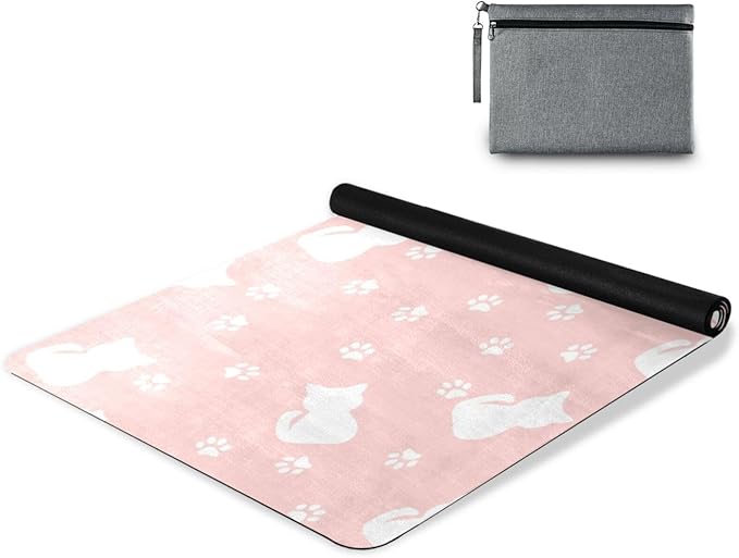 Cute Chubby Frog Yoga Mat, 71 x 26 Inch Non-slip Yoga Mats Folding Travel Exercise Mat Indoor Outdoor Gym Pilates with Storage Bag for Women Men