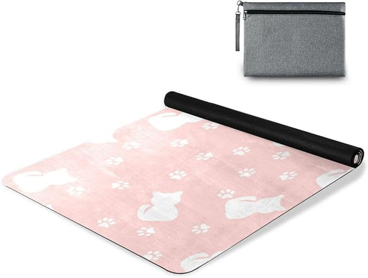 Cute Chubby Frog Yoga Mat, 71 x 26 Inch Non-slip Yoga Mats Folding Travel Exercise Mat Indoor Outdoor Gym Pilates with Storage Bag for Women Men