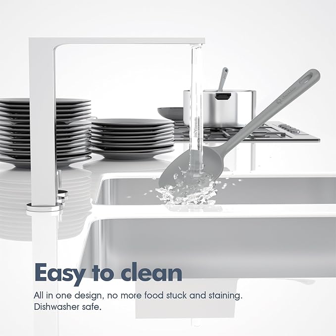 5 Pieces Silicone Spatula Set, Food Grade Rubber Spatula, Upgrade Strong Handle with Ergonomic Grip, Heat Resistant Up to 600°F for Nonstick Cookware, Cooking Gray