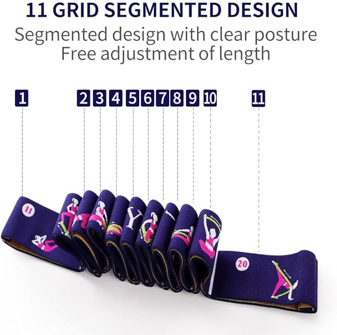 Resistance Bands 11 Loops with Guide Stretch Straps - Exercise Bands for Stretching, Yoga, Pilates & Physical Therapy - Elastic Fabric Workout Bands for Home Gym, Dance, Flexibility Training & Ballet Stretching Equipment