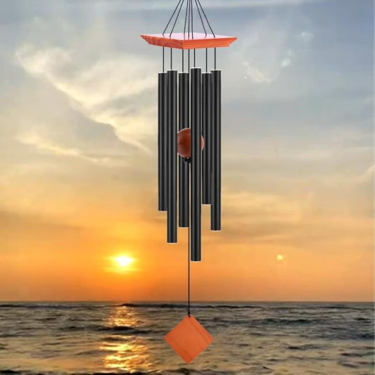 39" Large Wooden Wind Chimes for Outside Deep Tone, Memorial Wind Chimes Outdoor with 6 Heavy Tubes for Patio,Garden Hanging Décor,Sympathy Gifts