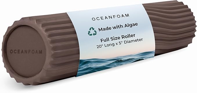 Oceanfoam Tidal Roller - Espresso - Muscle Massage Foam Roller for Back Pain & Stretching - Firm and Ergonomic Wide Wave Textured - Yoga, Athletics, & Wellness - Full Size, 20" x 5"