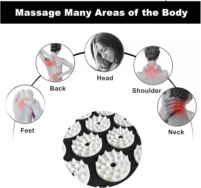 Acupressure Massage Pillow Acupuncture Massager for Neck Back Head Pain Relief,Black