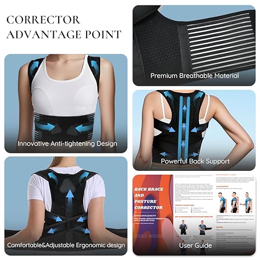 Customizable Comfort Posture Corrector for Women & Men, Upgraded Adjustable Back Brace Gift for Upper & Lower Back Pain Relief, Scoliosis Hunchback Hump Thoracic Corrector PC004