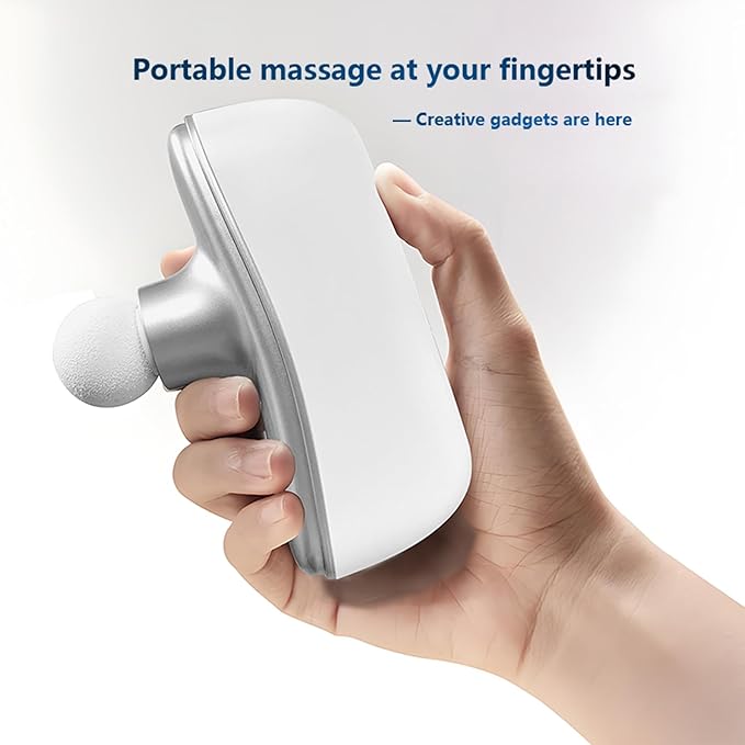 Mini Fascia Massage Gun Portable & Handheld, Muscle Pain Relief in Neck, Back, Leg, Hand, Shoulder Deep Tissue Percussion Fascia Gun. (Silver-White)