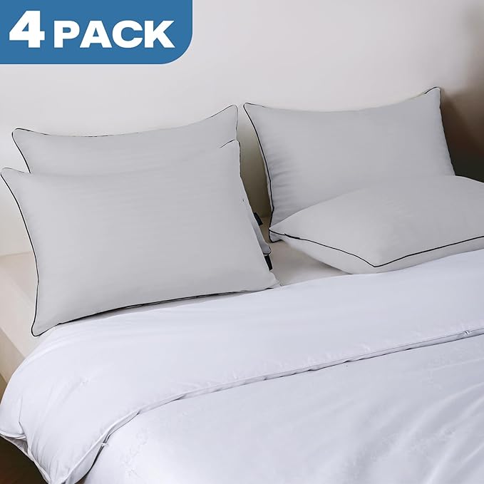 GOHOME Pillows King Size Set of 4 - Bed Pillows for Sleeping 4 Pack, Cooling Supportive Hotel Pillows with Premium Soft Down Alternative Fill for Side Stomach and Back Sleepers