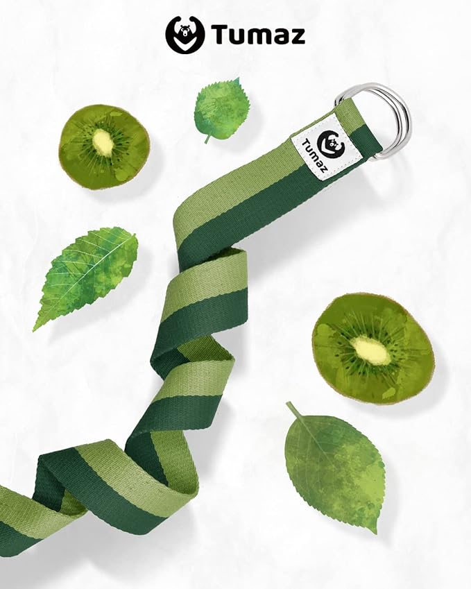 Tumaz Yoga Strap/Stretch Bands [15+ Colors, 6/8/10 Feet Options] with Extra Safe Adjustable D-Ring Buckle, Durable and Comfy Delicate Texture - Best for Daily Stretching, Physical Therapy, Fitness