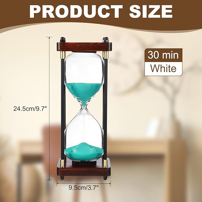 PATIKIL Large Decorative Sand Timer, 30 Minutes Wood Hour Glass Timer Modern Wooden Hour Glass for Cooking Game Office Classroom Kitchen Home, Green(Style 2)