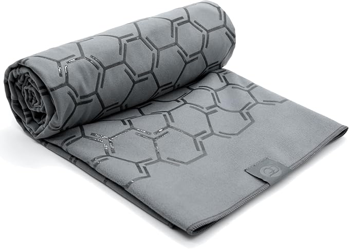 Eunzel Yoga Towel for Hot Yoga,Non-Slip Double Sided Silicone Grip Towel Absorbent Microfiber Towel for Hot Yoga, Vinyasa and Power 26.5"x72", Grey