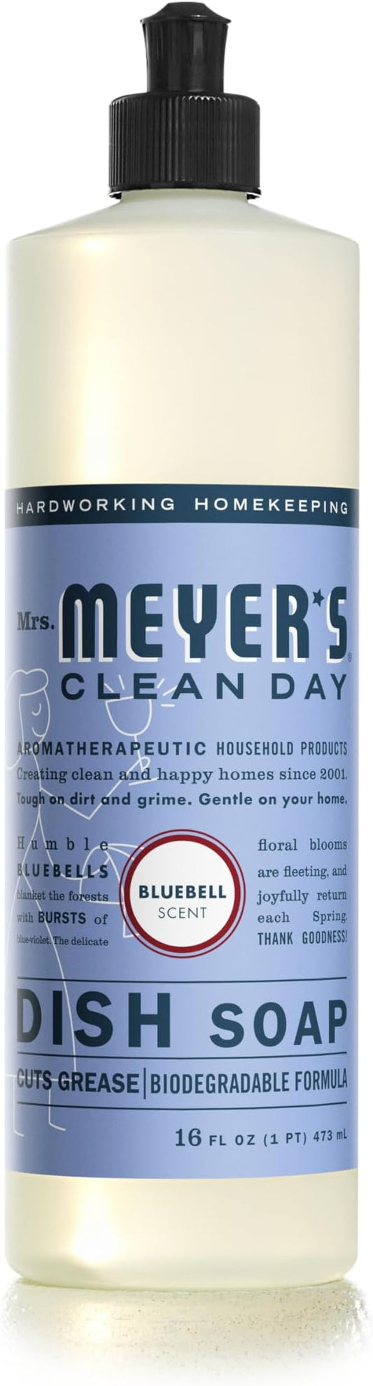 MRS. MEYER'S CLEAN DAY Liquid Dish Soap, Bluebell Scent, 16 Fl Oz bottle (Pack of 1)