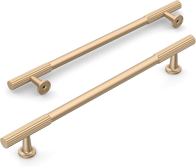 Amerdeco 10 Pack Champagne Gold Cabinet Pulls 7.5 Inch(192MM) Hole Centers Kitchen Cabinet Handles Hardware Kitchen Handles for Cabinets Cupboard Handles Drawer Pulls ZH0071