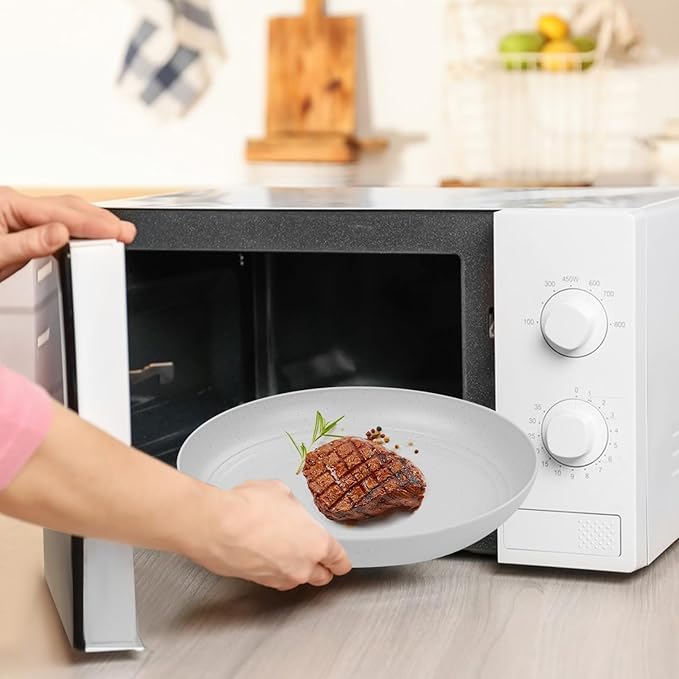 LIYH 48 Pcs Wheat Straw Dinnerware Set,Plates and Bowls Set,Camping Dish Set for 12, Plastic Dinnerware Set,Dishwasher Safe Dinnerware Set, Unbreakable Plates,Camping Dish Sets (Light Grey)