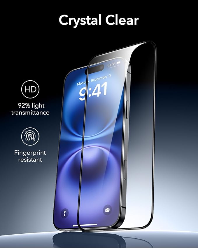 ESR 3 Pack 9H+ Glass for iPhone 16 Plus/iPhone 15 Plus Screen Protector, [Military Grade Shatterproof & Longest Durable] Armorite Ultra-tough Full Coverage Tempered Glass with UltraFit Tray