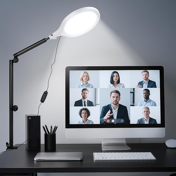 Ring Light for Streaming, 10'' Full Screen LED Ring Light for Desk with Adjustable Arm, Video Conference Lighting for Zoom Meetings, Live Streaming, Content Creator, TikTok, YouTube