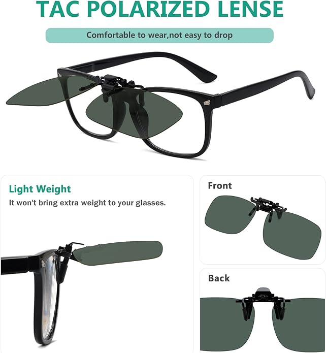 Eyekepper 4 Pack Flip-up Clip-On Sunglasses 59x39 MM Metal Wear Over Glasses