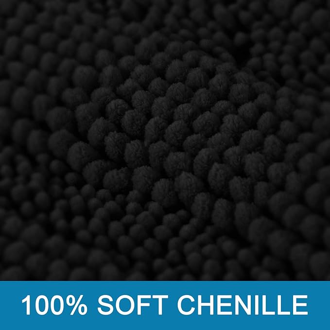 Non Slip Thick Shaggy Chenille Bathroom Rug Mat Set Extra Soft and Absorbent Striped Floor Rugs, 2 Piece, Machine-Washable