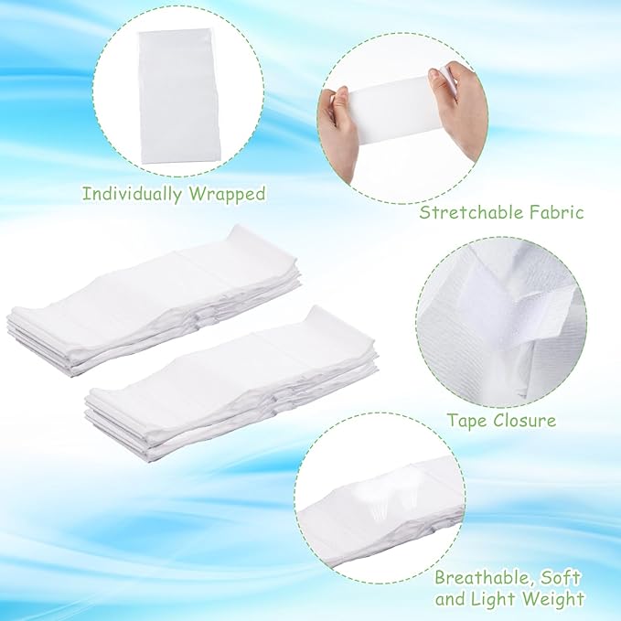 300 Pcs Disposable Spa Facial Headbands Stretch Non Woven Spa Headbands Elastic Skincare Head Wraps Soft Skin Care Hair Band with Convenient Closure for Women Makeup Salon Supplies(White)