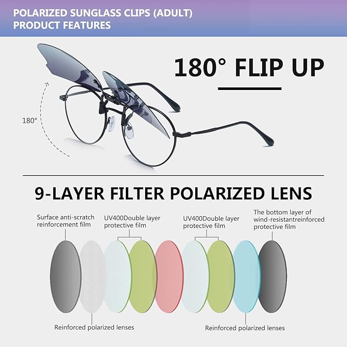 Night Driving Glasses and sunglasses Clip-On, Polarized Glare Reduce, High Definition Vision