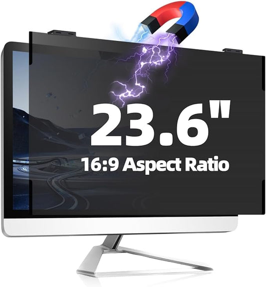 Computer Privacy Screen 23.6 Inch Magnetic, Removable Hanging Privacy Shield for frameless Monitor 16:9 Widescreen, Anti Blue Light, Anti-Glare Protector