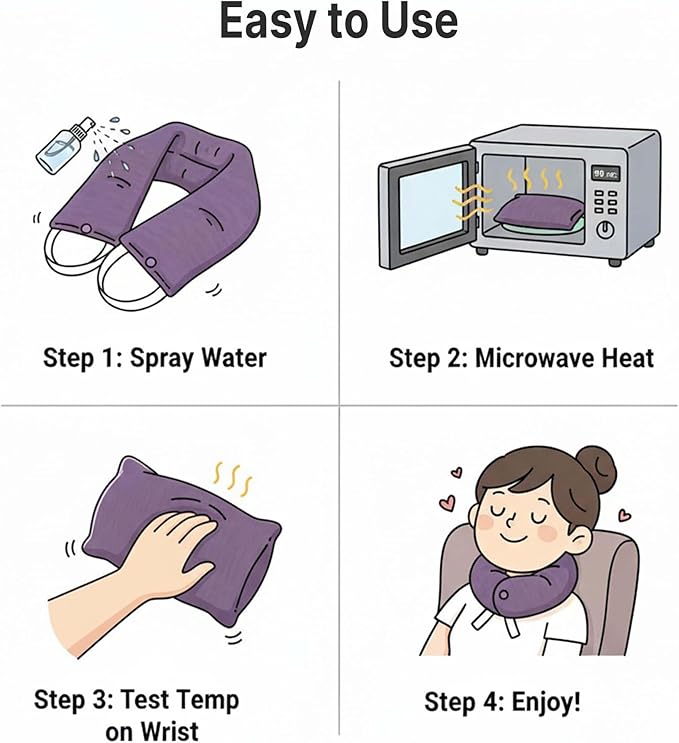 Luxury Lavender Microwavable Neck Wrap & Eye Mask Set – Moist Heat Pads with Himalayan Salt & Aromatherapy – Premium Chenille Covers, Gift Box for Relaxation & Self-Care Gifts for Women Lavender