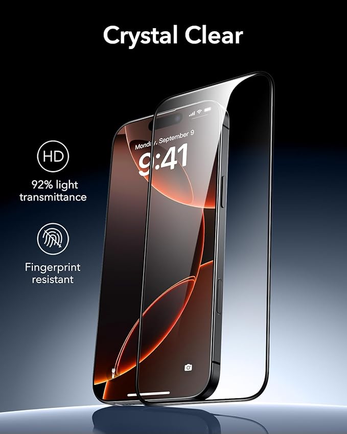 ESR 3 Pack 9H+ Glass for iPhone 16 Pro Max Screen Protector, [Military Grade Shatterproof & Longest Durable] Armorite Ultra-Tough Tempered Glass with UltraFit Tray