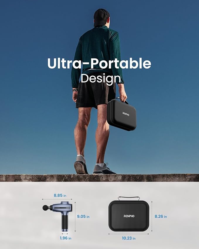 RENPHO Massage Gun Deep Tissue, Percussion Muscle Massage Gun for Athletes, Electric Handheld Massager Gun for Pain Relief Relax 6 Massage Head, 15 Speed Blue