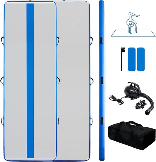 Tuxedo Sailor Inflatable Gymnastics Tumbling Mat Tumble Track Thickness Floor Mat With Electric Air Pump for Gymnastics/Training/Home/Cheerleading/Water/Gym/Yoga