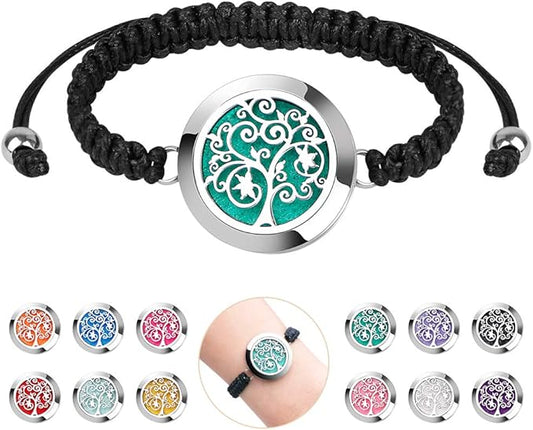 ttstar Essential Oil Diffuser Bracelet Set - Stainless Steel Aromatherapy Locket with Adjustable Band, Includes 12pcs Refill Pads Gift for Women